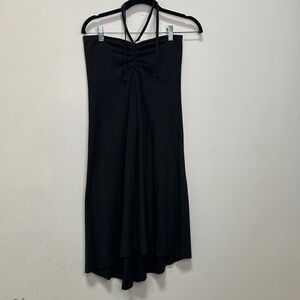 PATAGONIA | Organic Cotton Black Ruched Front Halter Dress